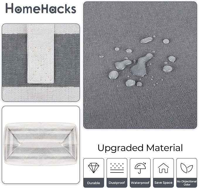 HomeHacks 3-Pack Large Laundry Basket, Waterproof, Freestanding Laundry Hamper, Collapsible Tall Clothes Hamper with Extended Handles for Clothes in The Dorm and Family-(Gradient Grey, 125L)