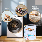 Funny Plane Laundry Basket Foldable Oxford Cloth Tote Bag Laundry Hamper Clothes Storage Bucket Organizer For Bathroom/Laundry Storage/Bedroom Storage Basket 17.7x13.7 Inch