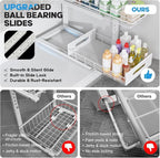 Under Sink Organizer Upgrade To Professional Rails,2-Tier Dual Pull Out Cabinet Storage,Height Adjustable Slide Out Drawers For Bathroom Kitchen,2 Pack-16.7"Dx12.8"-16.9"H,White