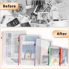 Umriox Zipper Mesh Document Pouch, 14.9x11.0 (6 Colors, 18 Packs), Clear Zipper Pouches, Waterproof Zipper Pouches for Craft Projects Office Supplies Cosmetics Travel Storage