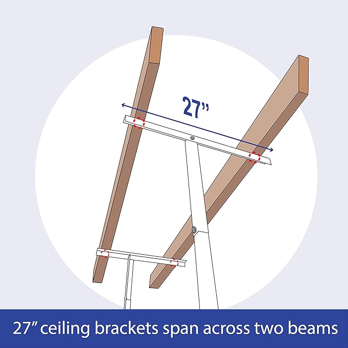 SafeRacks – 3x8 Overhead Garage Storage Rack - Height Adjustable Steel Overhead Storage Rack - 500 Pound Weight Capacity (White, 12"-21")