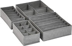 Amazon Basics Dresser Drawer Storage Organizer for Undergarments, Set of 4, Gray | Set of 4