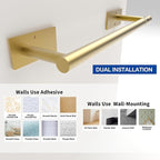 RUACQ Paper Towel Holder Under Cabinet, Wall Mounted or Adhesive Stainless Steel Paper Towel Holder,Square Base Paper Towel Rack for Kitchen, RV, Bathroom (Brushed Gold)