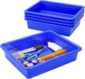 Storex Letter Size Flat Storage Tray – Organizer Bin for Classroom, Office and Home, Blue, 5-Pack (62517A05C), 10 x 13 x 3 Inches