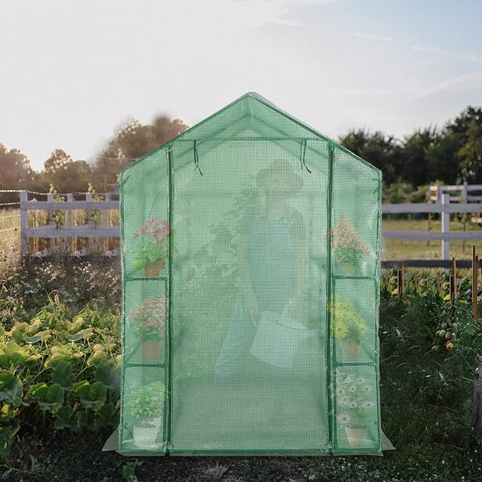 Greenhouse for Outdoors,Walk in Plant Greenhouses with Shelves,Heavy Duty with Durable PE Cover,Plant Stands Portable Green House for Garden Plants