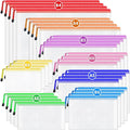 Smarpau 32pcs Zipper Pouch, 8 Sizes 8 Colors Mesh Zipper Pouches for Organizing, Waterproof Plastic Zipper Storage Bags for Board Game Storage, Travel, Office Supplies