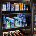 Puricon Drink Organizer for Fridge - Spring Loaded Pusher Glide, Self Pushing Soda Can Dispenser, Beer Bottle Beverage Holder for Refrigerator - 3 Rows, White