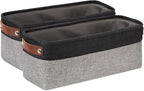 DULLEMELO Small Bathroom Baskets for Toilet Fabric Storage Baskets 2 Pack - 15"x6"x5.5" Foldable Fabric Organizer for Storage Decorative Storage Bins for Home,Closet(Black&Grey)