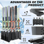 Ski Storage Rack for Garage, 12 Pair Heavy Duty Steel Freestanding Ski Storage Organizer, Indoor Ski Holder Racks for Home and Garage Storage