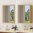 20x28 Inch Wood Medicine Cabinet with Mirror, Surface or Recessed Mounted Bathroom Cabinets with Adjustable Shelves, Soft-Close Hinges, Wall Mounted Cabinet for Storage