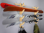 Grassracks Ski Wall Rack - Bamboo Indoor Horizontal Ski Wall Mount Hallsteiner Series - Masterfully-Crafted Premium Indoor Ski Display Wall Hanger (3 or 4 Pairs of Skis, Bamboo)