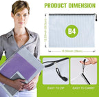 12 Pcs Plastic Mesh Zip File Bags, Waterproof Tear-Resistant Document File Folders, B4 Size Zipper Documents Pouch Document Organizer Bags for School Office Home Travel Storage(15.35×11.22Inch)