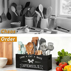 Extra Large and Durable Black Wooden Kitchen Utensil Holder - Ideal Kitchen Decor for Countertop with Party and Home Use （black Extra Large）