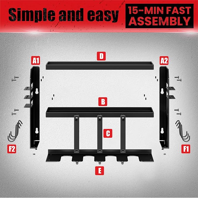 Power Tool Organizer Wall Mount: Heavy Duty Storage Organization Stand Cordless -3 Layers Large Garage Organizer with Drill Holder -Metal Steel Utility Rack Hooks Screwdriver -Gifts for Man
