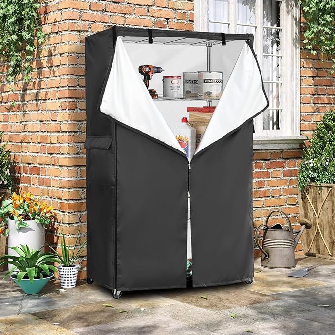 Wire Rack Covers,Heavy Duty 600D Dustproof Waterproof Storage Rack Covers for Metal Shelves,Storage Shelf Cover with Zipper for Wire Shlef,36''W x 16''D x 72''H,Black