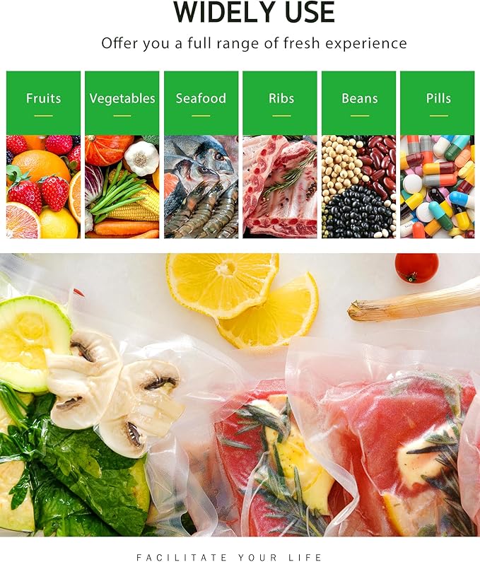 Syntus Vacuum Sealer Bags for Food, 2 Rolls 11" x 50' Commercial Grade Bag Rolls, BPA Free Food Vac Bags for Storage, Meal Prep or Sous Vide