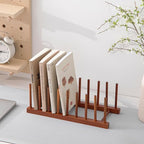 HBlife 2pcs Teak Dish Drying Rack Plates Holder Stand Kitchen Storage Cabinet Organizer for Dish/Plate/Bowl/Cup/Pot Lid/Cutting Board (8 Slots)