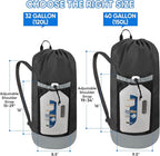BALEINE 120L Laundry Bag Backpack, 900D Oxford Fabric Large Travel Laundry Bags with Shoulder Straps and 2 Mesh Pockets for College Dorm, Apartment, Laundromat (Black, 120L) (Pack of 2)