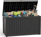 200 Gallon Deck Box Large Outdoor Storage Box Waterproof for Patio Furniture,Outdoor Cushions,Garden Tools and Pool Supplies,Weatherproof(Black,200Gallon)