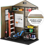 DWVO 6x4 FT Outdoor Resin Storage Shed with Reinforced Floor, All-Weather Bike Storage Shed with Lockable Door, Window and Vent, Waterproof Plastic Tool Storage for Garden, Backyard, Patio, Lawn