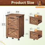 DEVAISE 2 Drawer File Cabinet with Hanging Files, Mobile Rolling Storage Cabinet for Home Office, Under Desk Filing Cabinet with Lock, Printer Stand, Oak