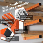 Wefaith Wood Organizer Lumber Storage Rack Wall Mount - Heavy Duty Metal Cantilever Shelves with 3-Level Holds Up 600 Lbs,Indoor & Outdoor Wood Storage Racks for Garage Woodshops Workshops -2 Pack