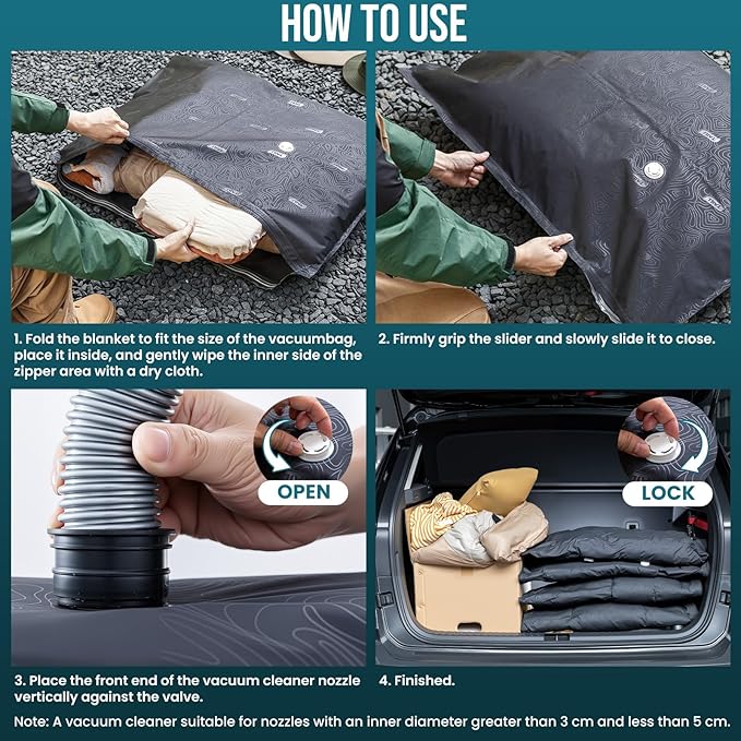 TAILI 4 Pack Outdoor Vacuum Storage Bags, Travel Compression (39x29 inch), Tear-Proof Vacuum Seal Bags for Camping, Cushion, Clothing, Waterproof, Wearproof, Punctureproof