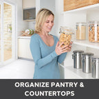 Oggi Tall Clear Canister with Clamp Lid, 58 oz - Large Airtight Food Storage Container, Ideal for Kitchen & Pantry Storage of Bulk, Dry Foods Including Pasta & Spaghetti