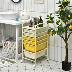 GOFLAME 6-Drawer Rolling Storage Cart, Multifunctional Art Craft Organizer Cart, Mobile Utility Storage Cart with Removable Drawers & Lockable Wheels, Craft Cart for Home Office, School, Yellow