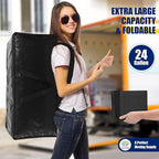 Cosy Family 8 Pack Heavy Duty Extra Large Moving Bags with Backpack Straps - Strong Handles & Zippers, Storage Totes For Space Saving, Fold Flat, Alternative to Moving Box (Set of 8, Black)
