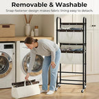 GRANNY SAYS 3 Tier Laundry Sorter, Laundry Basket with Wheels, Laundry Room Organization and Storage, 3 Section Rolling Laundry Cart for Dorm, Bathroom, Bedroom, Closet, Beige