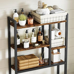 Over-The-Toilet Storage Rack, 3-Tier Bathroom Shelves Over Toilet, Above Toilet Storage, Behind Toilet Bathroom Organizer, Space Saver, Freestanding, Rustic Brown