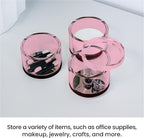 OfficeGoods 3-Tier Stackable Acrylic Holder- Stylish Desk Organizer and Storage for Office or Home – Transparent Round Design, Pink with Silver Metal Base