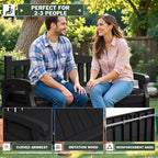 Flamaker 80 Gallon Storage Bench with Cushions Outdoor Indoor, Durable All-Weather Seating with Hidden Storage, Lockable Deck Box for Garden, Patio, Poolside (Black)