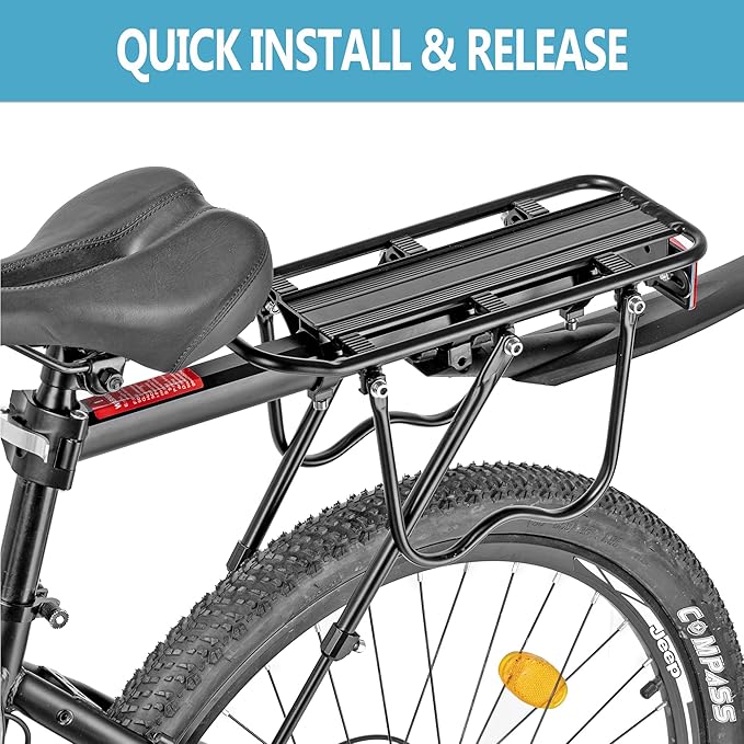 Rear Bike Rack,Bike Cargo Rack w/Fender & Large Size Reflective,Quick Release Mountain Road Bicycle Rear Racks,Universal Bike Luggage Rack,Large Capacity Bike Pannier Rack,YONTUO