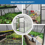 6X10FT Greenhouse for Outdoor, Polycarbonate Greenhouse with Raised Base and Anchor, Heavy-Duty Walk-in Green House with Adjustable Roof Vent and Gutter System for Patio,Backyard (Black, 6X10FT)