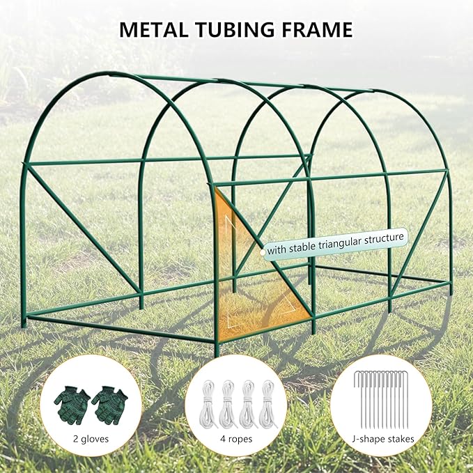 10×7×7 FT Greenhouses for Outdoors Heavy Duty, Large Walk in Green Houses for Outside with 6 Ventilated Mesh Windows & Roll-up Door & Reinforced Frame