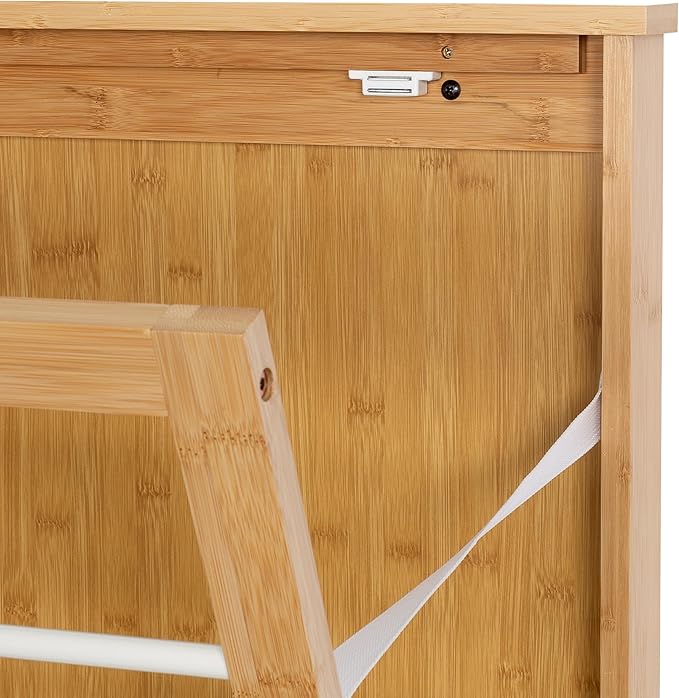 Wall-Mounted Clothes Drying Rack, Bamboo, Collapsible, 23 in W x 42 in H