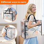 4 Pack Clear Storage Bags for Comforter, Clothes & Bedding, Plastic Blanket Storage with Zipper and Handle, Moving Bags, Closet Organizer and Under-Bed Storage (40L)