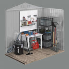 6FT x 4FT Outdoor Sheds Storage Anti-Corrosion Utility Tool House with Lockable Door & Shutter Vents Outdoor Waterproof Garden Tool Metal Storage Sheds（with Metal Foundation）