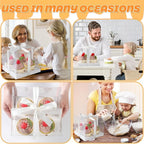 JCD 4Pack Clear Cupcake Boxes, 4 Count Cupcake Containers with Gift Ribbon,5.3inches height Plastic Cupcake Carrier Holder for Treat Dessert Cookies Muffins Pastry Baby Shower Party(4count/4pcs)