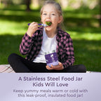 Bentgo Kids Stainless Steel Food Jar - 11oz Leak-Proof Double Insulated Hot or Cold Food Container with Removable Silicone Bumper, Dishwasher Safe, Easy Open Lid, Ages 3+ (Unicorn)
