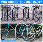 7 Bike Capacity Wave Bike Rack Commercial Bicycle Rack 68" L Heavy Duty Galvanized Steel Bicycle Organizer Ground Parking Stand for Outdoor Garages Streets Yards Parks Schools Sidewalks