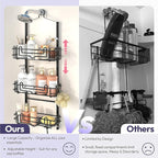 SWTYMIKI Shower Caddy Hanging Organizer - 3-Tier Rustproof Shower Organizer Over Showerhead with Adjustable Baskets, 24 Hooks, Soap & Razor Holder - No Drill Large Bathroom Storage Rack, Black