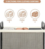 STORAGE MANIAC Rolling Laundry Hamper with Wheels 3-Section Laundry Sorter Rolling Laundrys Basket on Wheels with Removable Bag Clothes Hamper Laundrys Organizer Cart Bathroom Bedroom 120L Beige