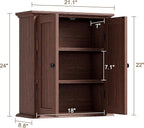 ChooChoo Bathroom Wall Cabinet, Over The Toilet Space Saver Storage Cabinet, Farmhouse Medicine Cabinet with 2 Doors and Adjustable Shelves, Cupboard, Walnut