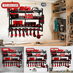 Large Power Tool Organizer Wall Mount, 4 Layer Heavy Duty 8 Cordless Drill Holder Tool Storage Rack, Load 400lbs Utility Power Tool Rack for Garage,Workbench,Workshop,Gifts for Men