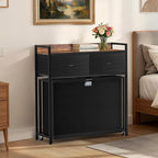 Laundry Hamper with 3 Section Rolling Bags, Laundry Sorter with Wheels, Laundry Basket with 2 Drawer for Laundry Room (Black and Rustic Brown)