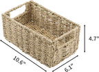 YRMT Small Seagrass Storage Basket Toilet Paper Baskets with Built-in Handles Bathroom Organizer Narrow Baskets for Organizing Toilet Tank 2 Pack (Seagrass)