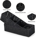 DULLEMELO Toilet Paper Basket for Organizing, Paper Rope Bathroom Baskets, Decorative Storage Bins for Countertop Bathroom Shelves, Set of 2,Black